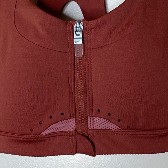 Nike DriFIT Zip-Front Sports Bra XS High Impact Rust / Red - Picture 5 of 6